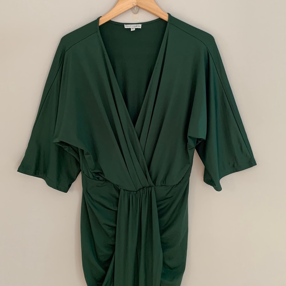 Baltic Born Mimi Midi Dress Faux Wrap Hunter Green